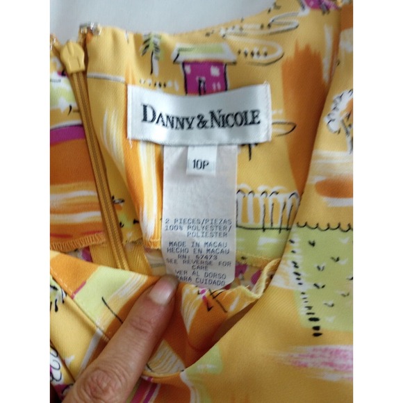 danny nicole dress Sheath Pleated Flowy Beach Scene Print Colorful 10P - Picture 8 of 10